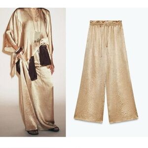 ZARA COLLECTION SATIN WIDE LEG
PANTS SIZE L